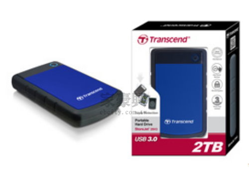 行動硬碟 TRANSCEND TS2TSJ25H3B 創見 隨身硬碟 USB 3.0  2.5吋  【2TB】  軍規防震(3層抗震系統) 藍色
